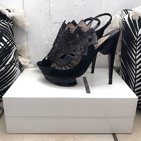 Nicholas Kirkwood black/ grey patent heel SZ 39 - Picture 3 of 7